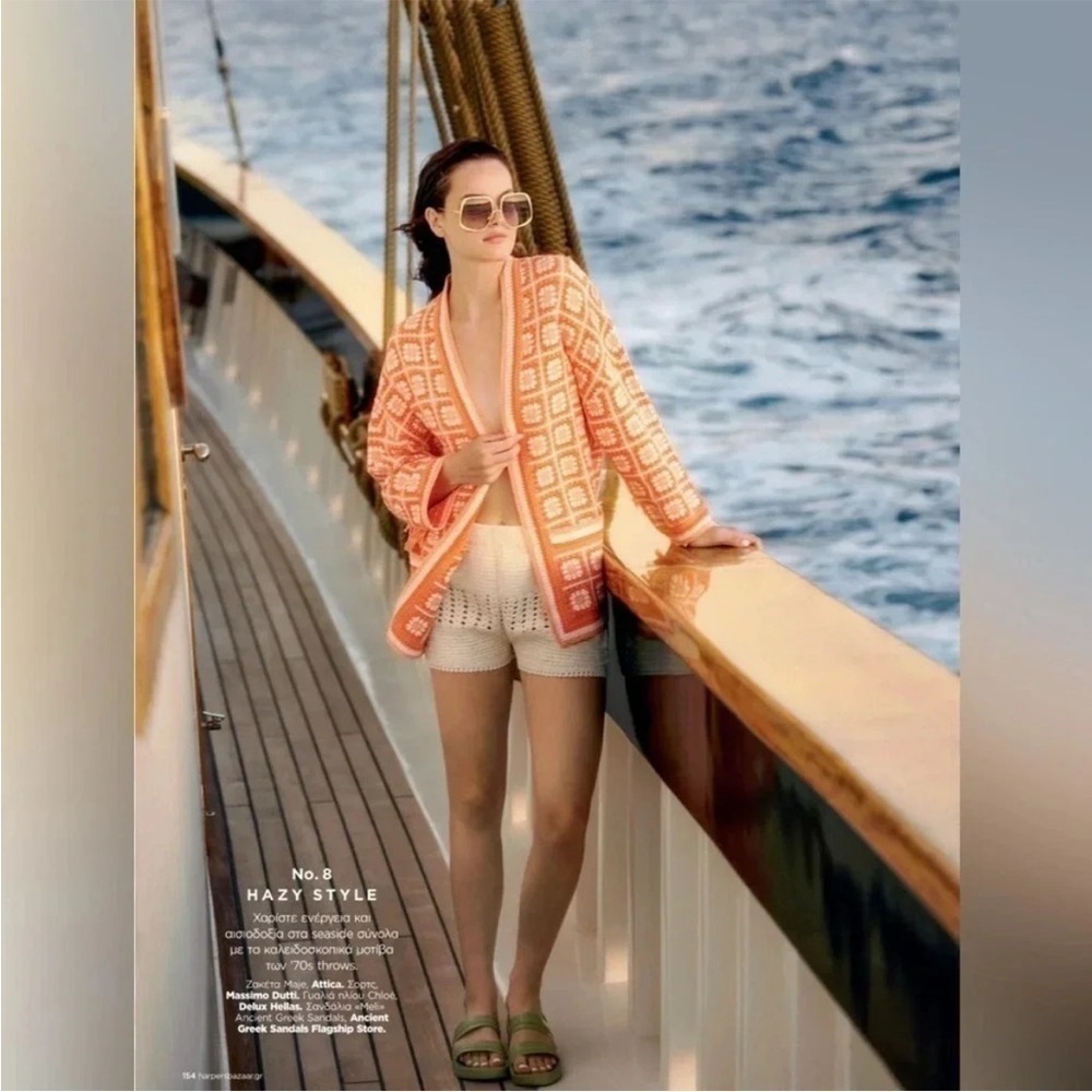 NWT MAJE Mathiou Crocheted Cotton Cardigan Sweater Orange S - Picture 6 of 9